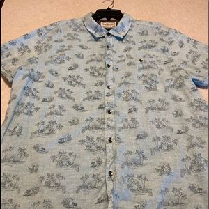 Flag of Anthem mens blue short sleeve button down shirt